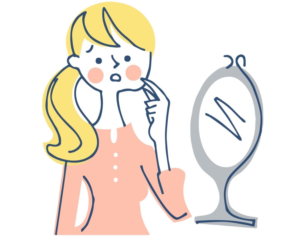 敏感肌に悩む女性のイラスト